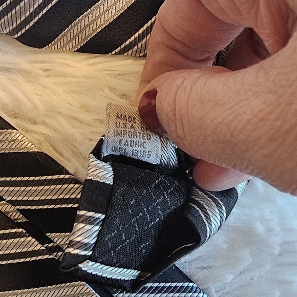 Campia Moda‎ 100% Silk Black White Silver Stripe Tie - Picture 2 of 6